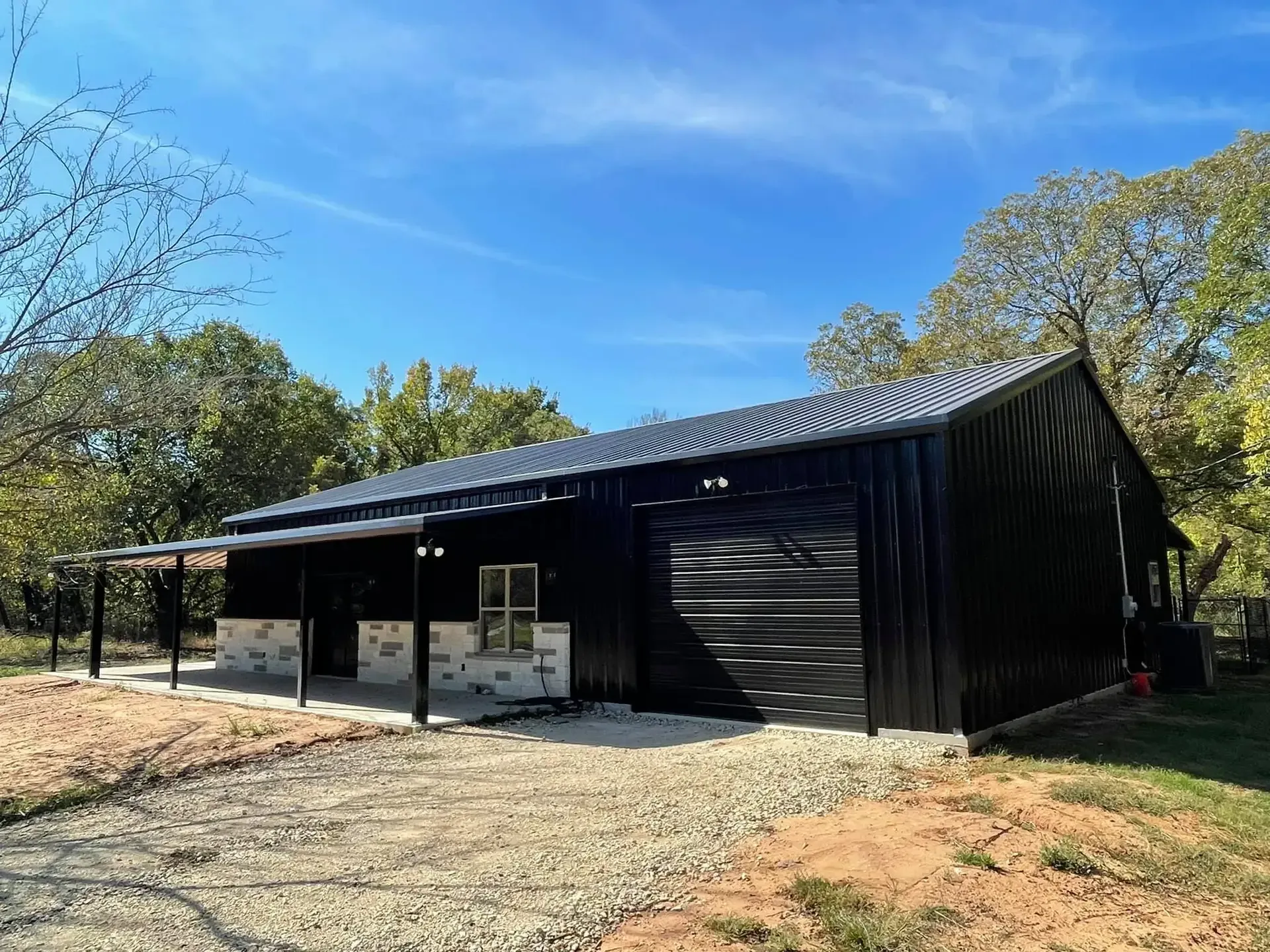 black and deep gray barndominium