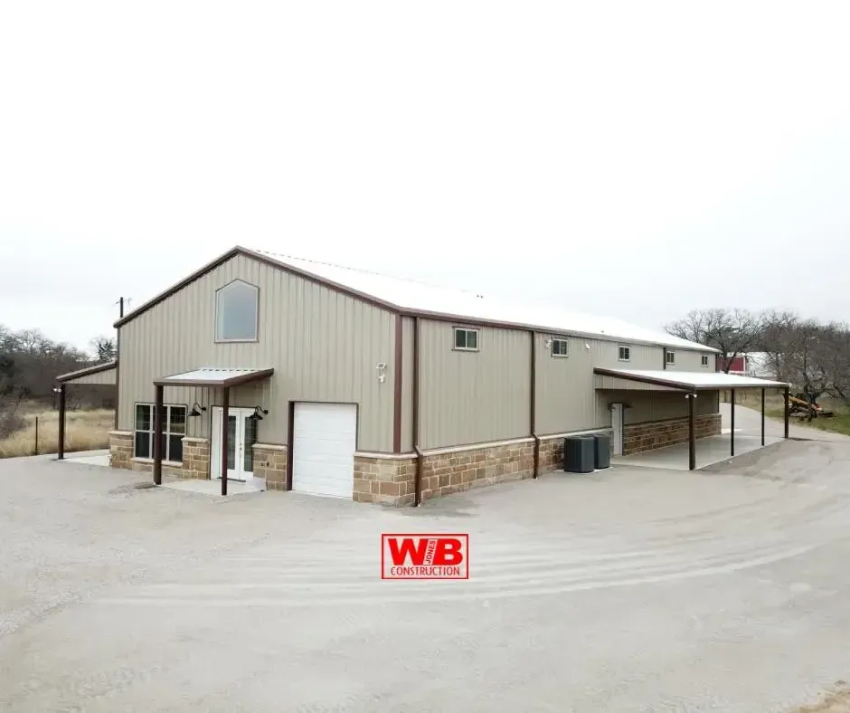 Large Barndo with tan and dark brown gutters
