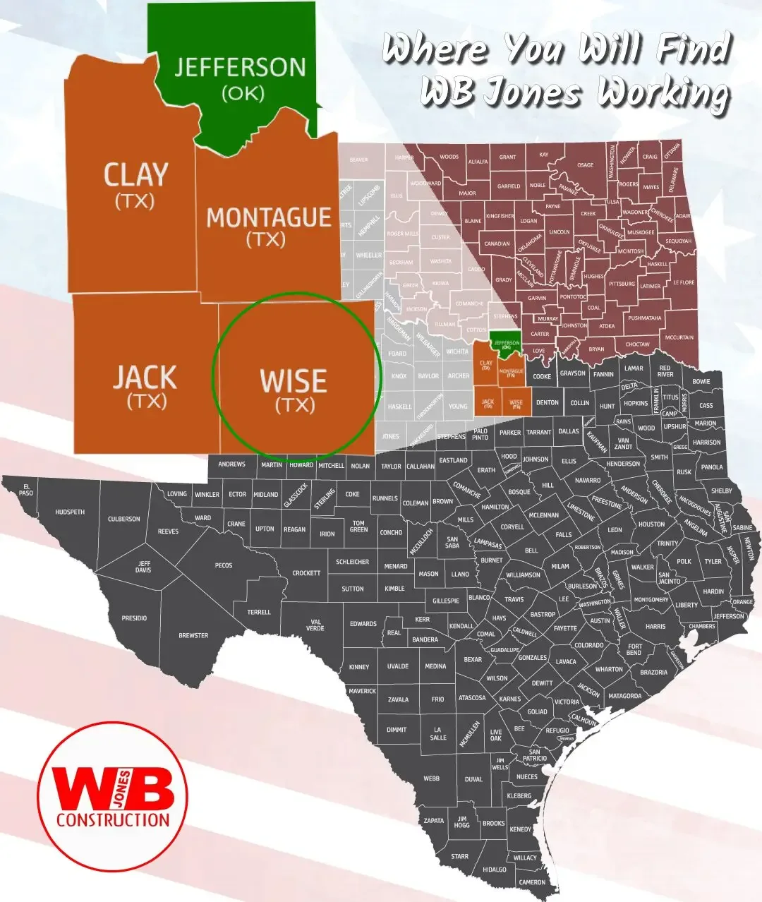 Where you will find WB Jones working with a circle around wise county
